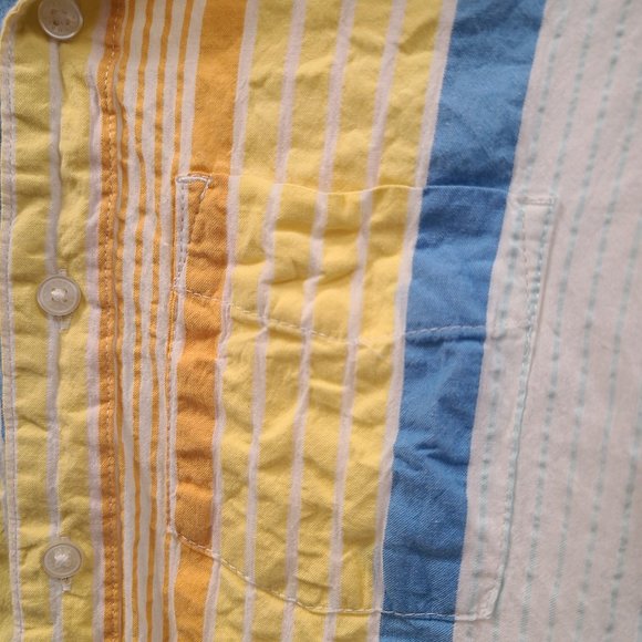 Free Assembly Shirt Men's Small Yellow Striped Seersucker Cotton Button Up - Picture 5 of 12
